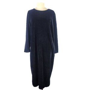 LANDS’ END Vintage Long Sleeve Stretch Velvet Pullover Dress – Size M  (10-12)